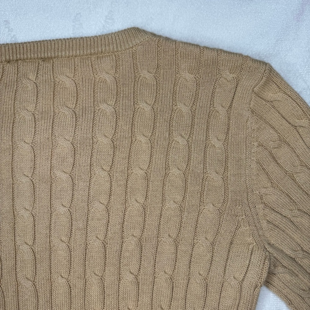 Ann Taylor Petites Tan Ribbed Knit 3/4 Sleeve Sweater Blouse - Picture 6 of 8